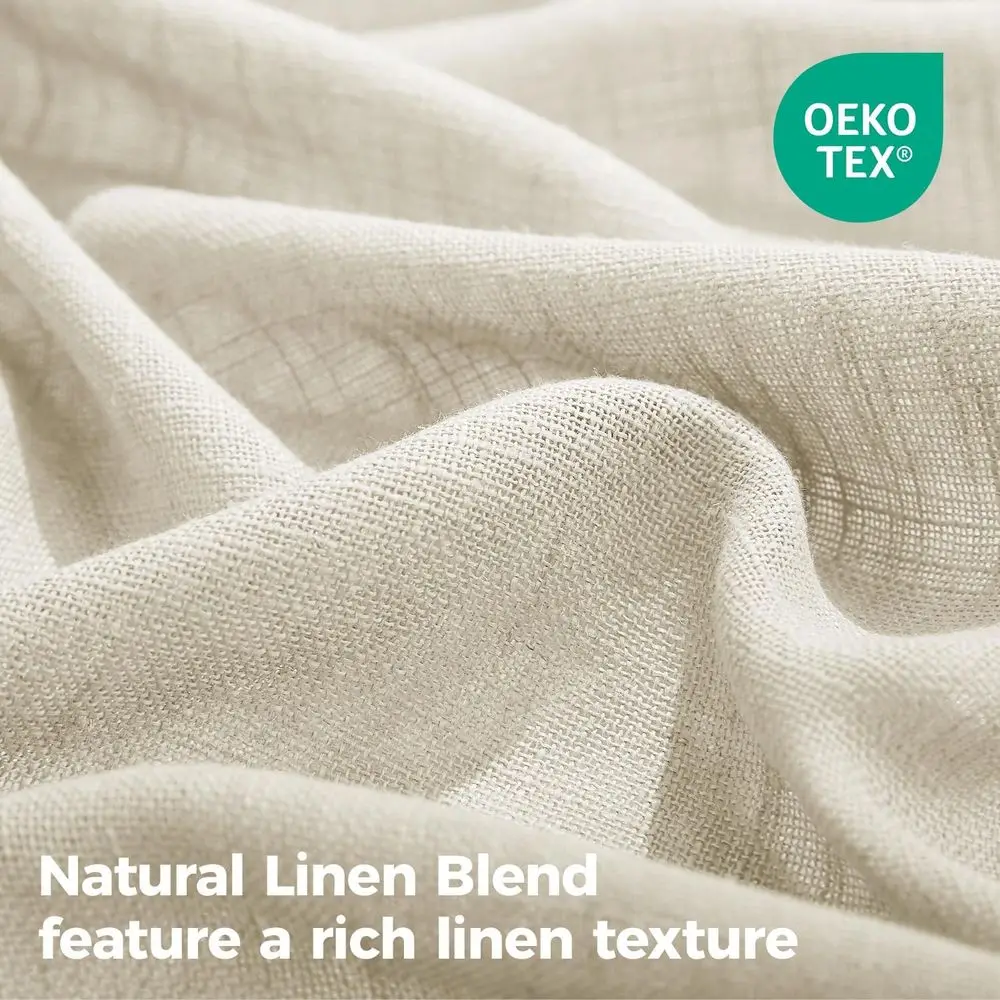 Linnen gordijnen met knijpplooi in boerderijstijl, semi-transparante lichtfiltering, 90 lengte, set van 2 panelen