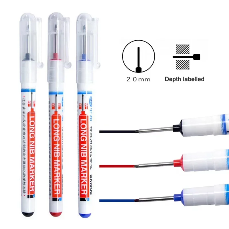 1Pcs Long Head Markers Bathroom Woodworking Decoration Multi-purpose Deep Hole Marker Pens Pen Red/Black/Blue Ink