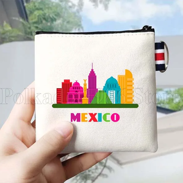 กระเป๋าผ้าแคนวาสลายธงชาติเม็กซิโก แผนที่ประเทศเม็กซิโก สาวเม็กซิกัน La Adelita ของขวัญสั่งทำพิเศษ กระเป๋าใส่เหรียญ กระเป๋าใส่กุญแจ กระเป๋าใส่บัตร กระเป๋าผ้าฝ้าย