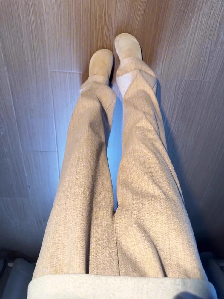 

Мужские шерстяные брюки Cleanfit с флисовой подкладкой, прямые, свободные, в стиле BF, для осени и зимы, молодежный тренд