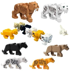 Big Cats Animal Zoo Parts MOC Jungle Beast Building Blocks Bricks Toys Kit Saber-Toothed Tiger Lion Leopard Compatible With LEGO