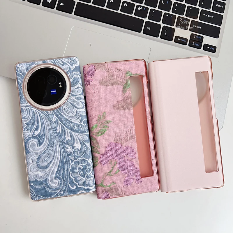 

Luxury Flower Leather Case For Vivo X Fold3 Pro X Fold 3 Flip Smart Phone Case For Vivo X Fold3 Pro 360 Cover Shell Skin Bumper