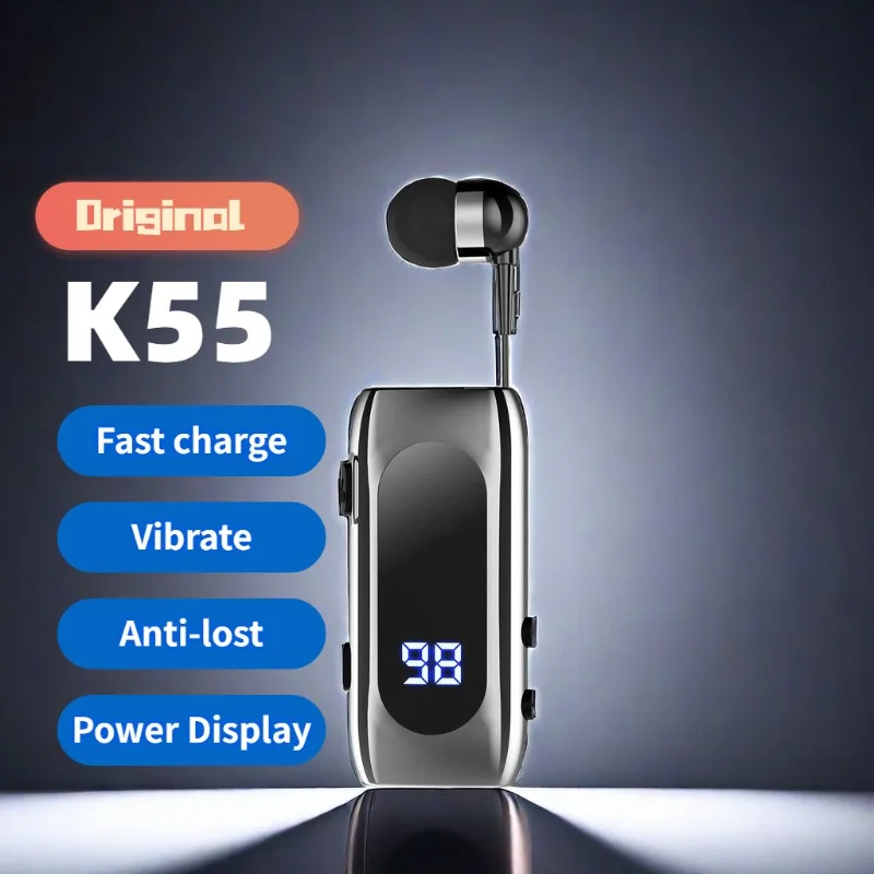 Trouvaille K55 Wireless Headset Bluetooth Earphone In Lotus Lavalier Clip Headphone Fast Charge Vibrate Anti-lost Single Earbuds