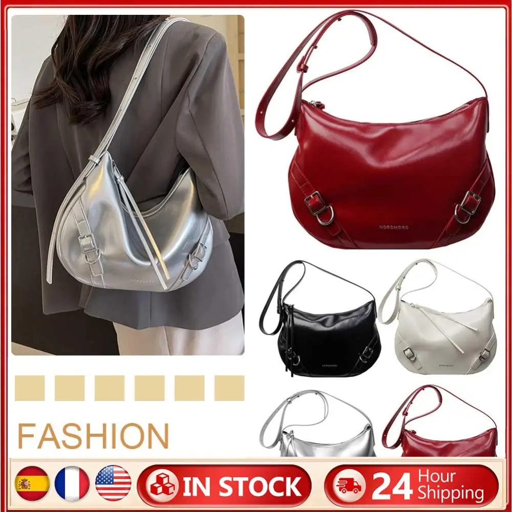 

Women PU Stylish Armpit Bag Adjustable Strap Fashion Shoulder Bag Trendy Shoulder Handbag Zip Closure for Outdoor Travel