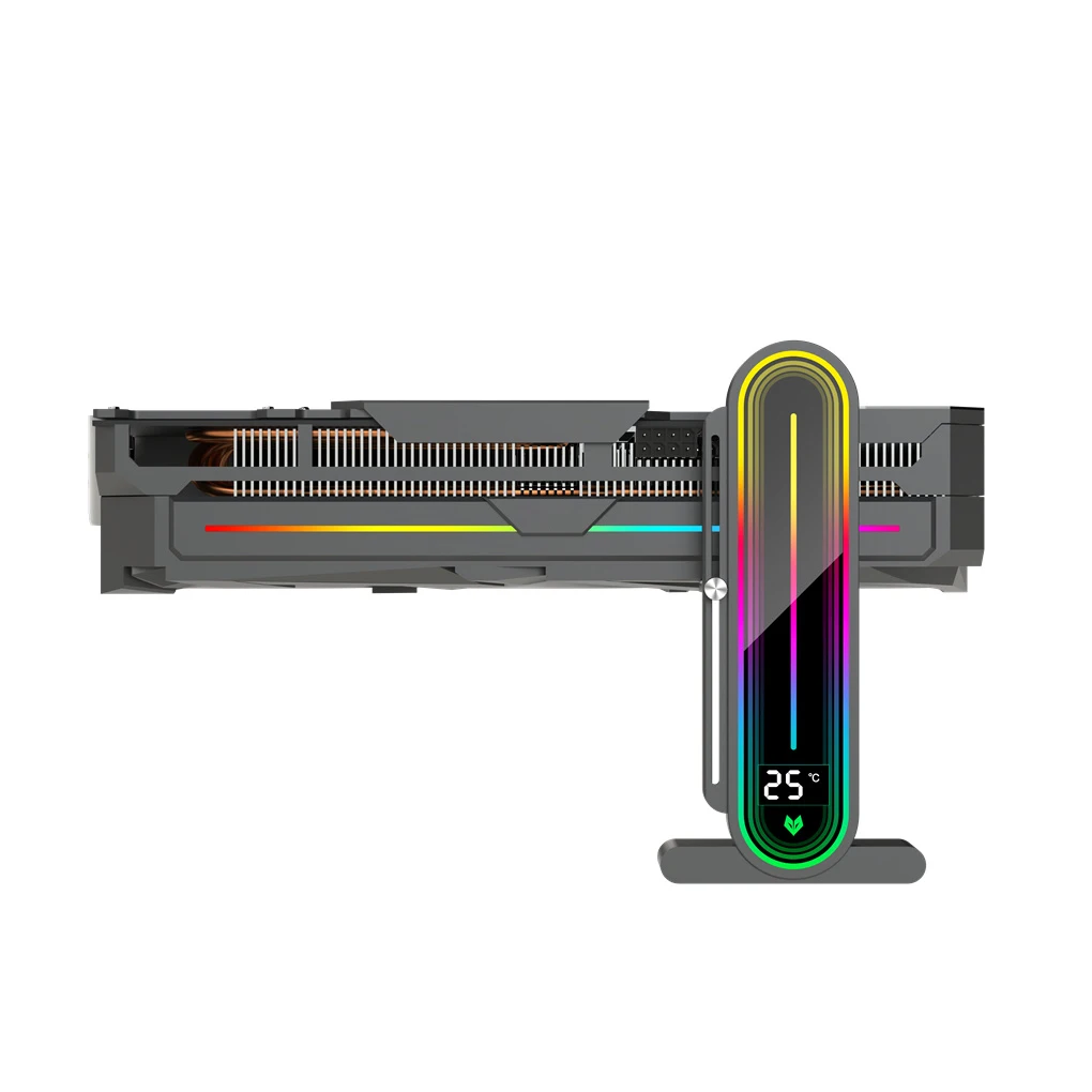 Soporte de gráficos ajustable, soporte de tarjeta de temperatura con iluminación, soporte deslizante Gpu, soporte de pantalla GPU