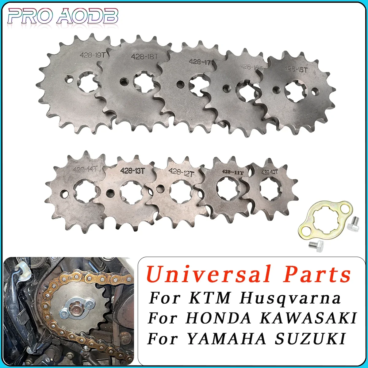 

428# 10t 11T 12T 13T 14T 15T 16T 17T 18T 19T Tooth 17MM 20MM ID Front Engine Sprocket fit Pit Bike ATV Motorcycle part