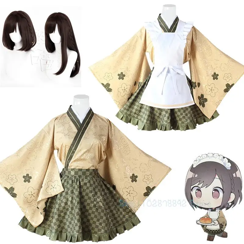 Projet de jeu Sekai scène colorée! Kendonome Ena Cosplay Costume pour femme, perruque Lolita, robe mignonne, fête d'Halloween, tabliers de femme de chambre pour fille