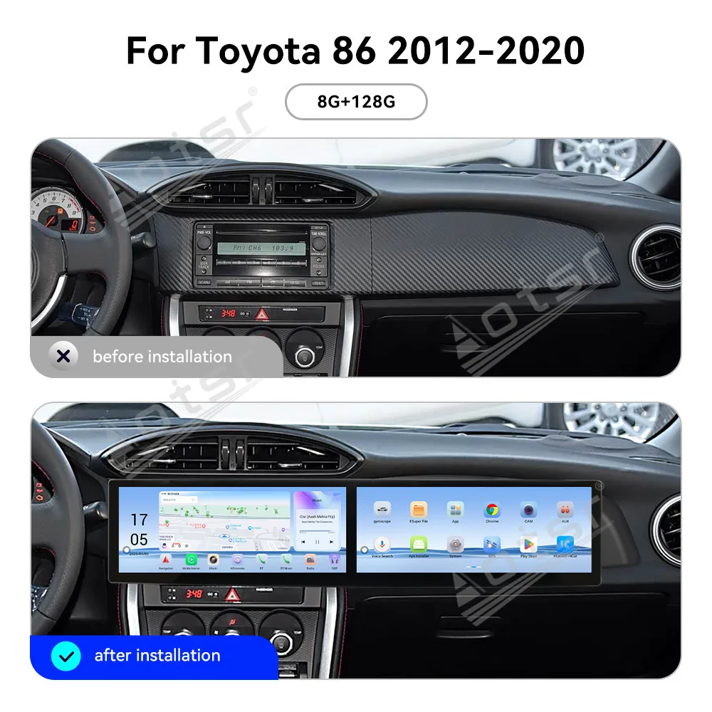 

Двухэкранный 12,3-дюймовый беспроводной CarPlay Android 13 для Toyota 86 2012-2020, автомобильная магнитола с GPS-навигацией, мультимедийная система, 4G