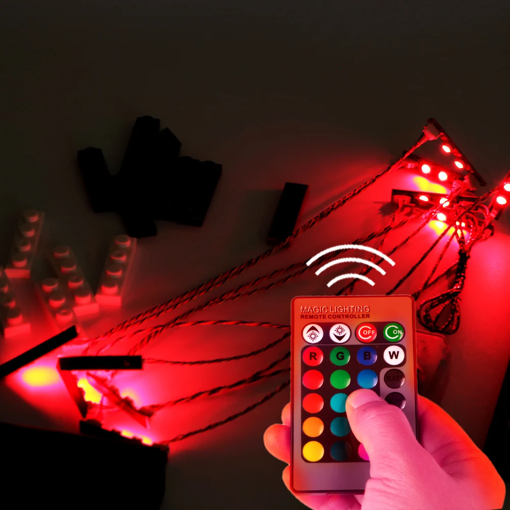 RGB Building Block Light Kit With 10 LED Light Strips  Infrared Remote Control For Lego Models DIY
