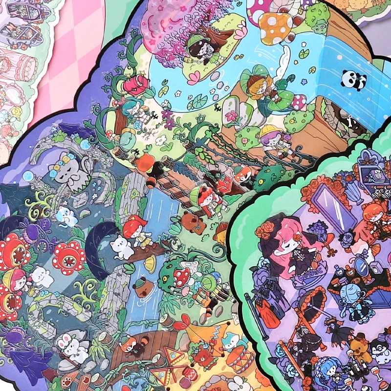 Kawaii Animal Paradise 3D Forest Adventure Landscape Sticker  DIY Pocket Cabin Scene Christmas gifts ﻿