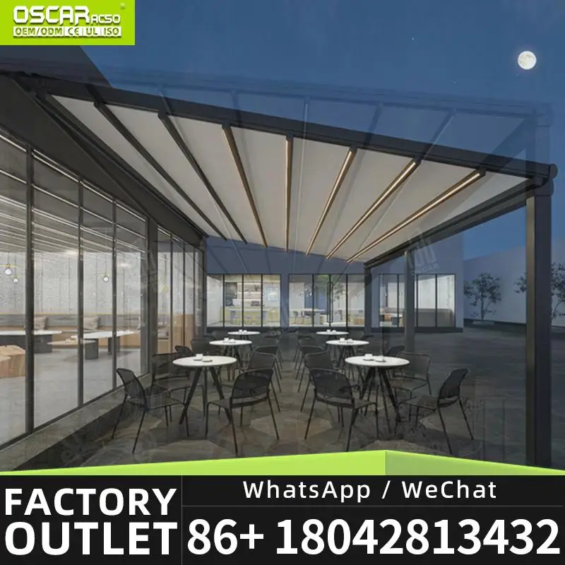 

Заводские цены на выдвижной регулируемый уличный навес-тент из алюминия с электроприводом и дистанционным управлением, водонепроницаемый, для патио