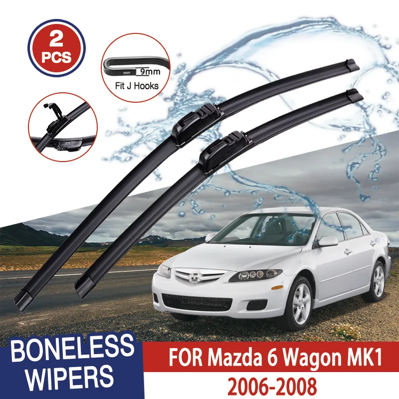 For Mazda 6 Wagon MK1 2006-2008 Car Windshield Wiper U-type Soft Rubber Frameless Bracketless HD Car Wipers 22