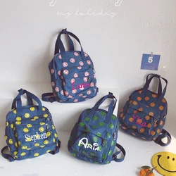 Personalised Embroidery Denim Backpack,Jean Backpack for Women Daypack Jeans Student Rucksack Travel School Bookbag Shoulder Bag