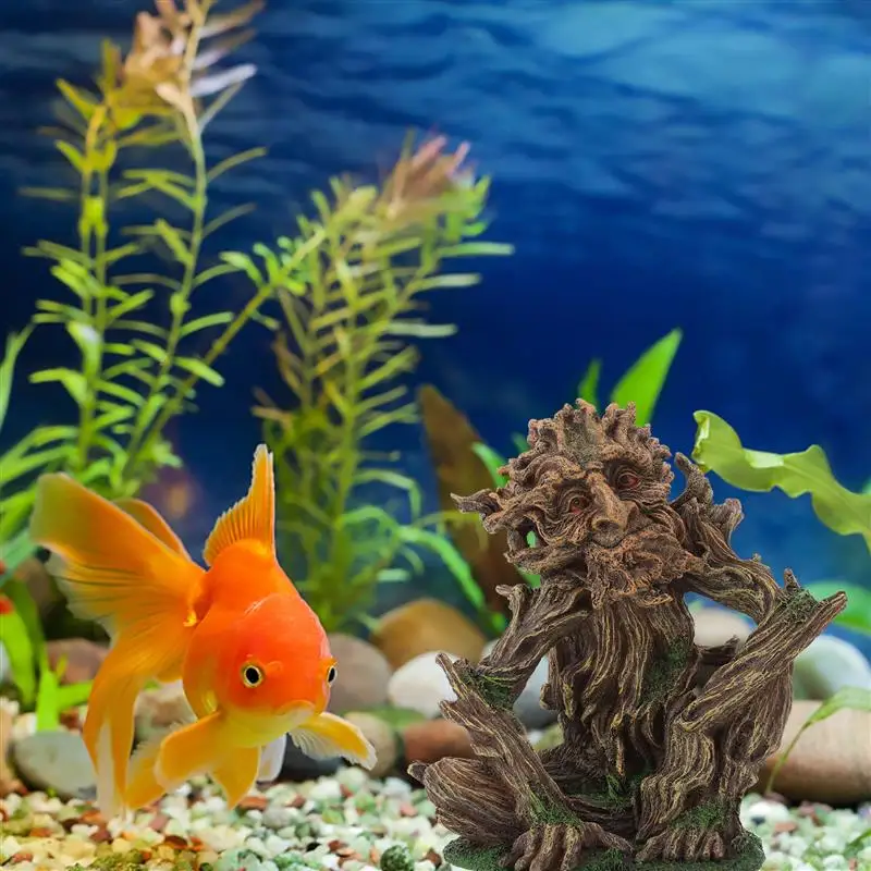 1Pc Fish Tank Ornaments Human Face Resin Craft Fish Shrimp Hideout Cave Tree Hole Fish Shrimp Shelter Aquarium Decoration