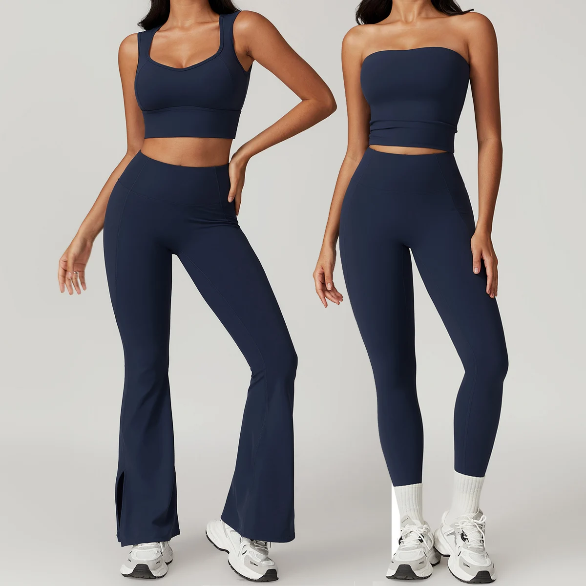 Yoga Set 2 Piece Women Workout Bra Cropped Sexy Tight-Fitting Fitness Sports Set High Waist Gym flares Legging Fitness Wear 8793