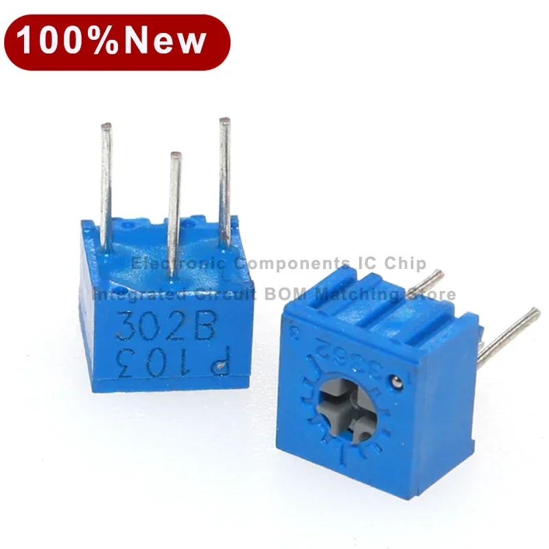 100Pcs/Lot 3362P 100K 10K 20K 5K 1K 2K 200K 500 1M 100 200 500R Ohm 3362P-1-101 201 501 102 103 104 203 Adjustable Potentiometer