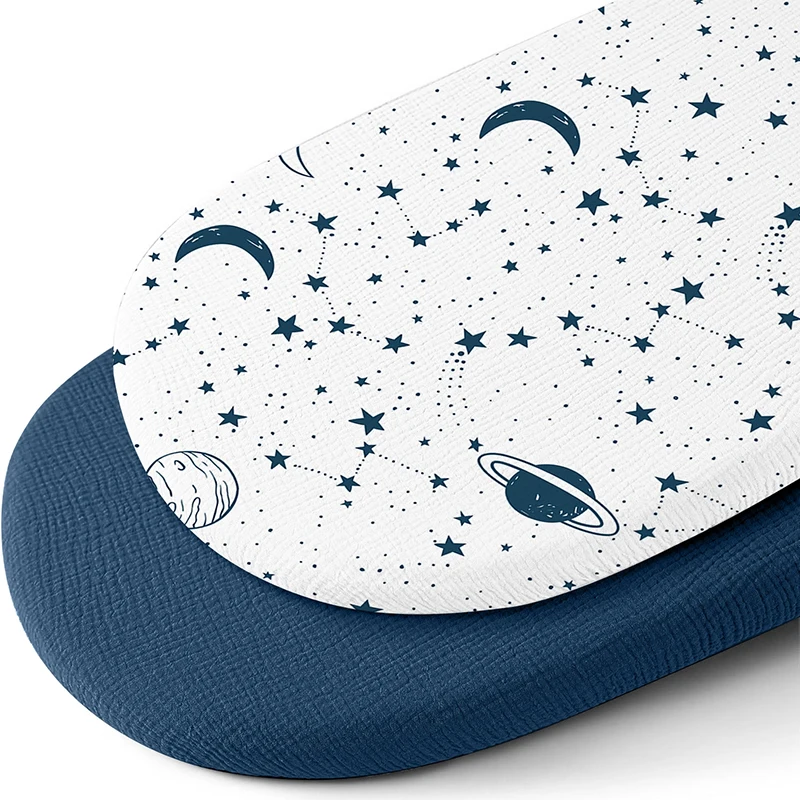 ملاءات سرير الموسلين للطفل فتاة صبي صفائح سرير ناعمة قابلة للتنفس مناسبة لسلة موسى المهد البيضاوي الساعة الرملية