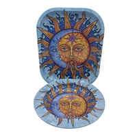 2pcs/set 18x14cm Rolling tray cartoon pattern Metal Cigarette Rolling Tray Tinplate Ashtray With smoking accessories