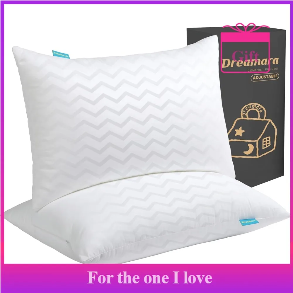 

Pillow Set (2 pieces) - Hotel Series Pillows, Height Adjustable, with Zipper, Fluffy and Comfortable