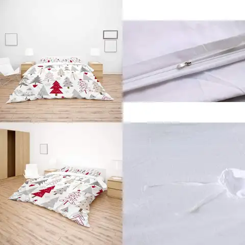King Size Christmas Snowflake Duvet Cover Set with Microfiber Pillowcases and Polyester Quilt Bedding