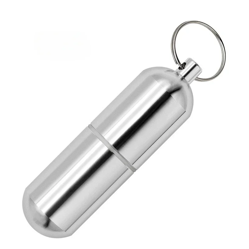 Waterproof Aluminum Pill Box Case Bottle Cache Drug Holder for Traveling Camping Container Keychain Medicine Box Health Care