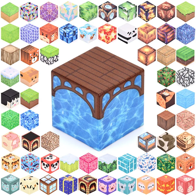 Montaje magnético serie Water Cube juego de bloques de construcción periférico mini regalo para niños rompecabezas montaje juguete cuadrado magnético