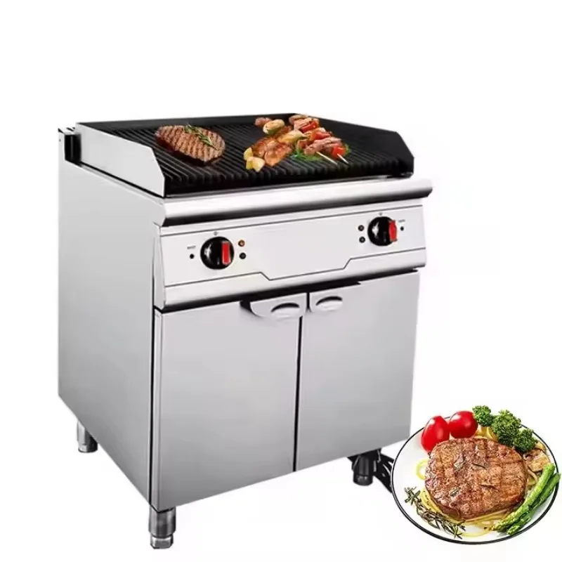 Vertical Luxury Electric Volcanic Stone Grill with Cabinet, Frying Steak and Chicken Chops with Grilled Skewers