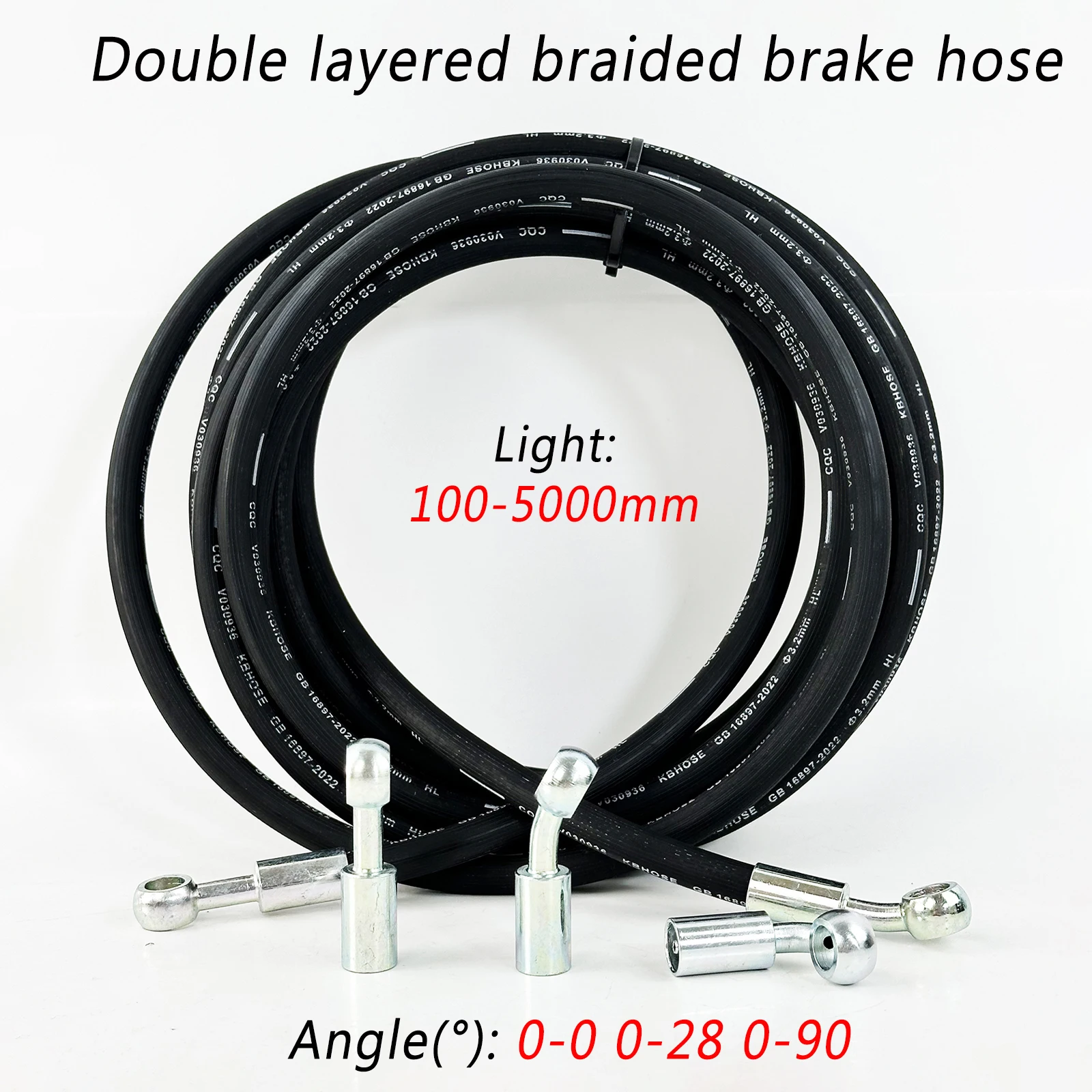 

0 ° -28 ° -90 ° Universal Two-Layer Braided Black DOT Brake Hose 100-5000MM Pedal Motorcycle/Electric Bicycle Oil Pipe Kit
