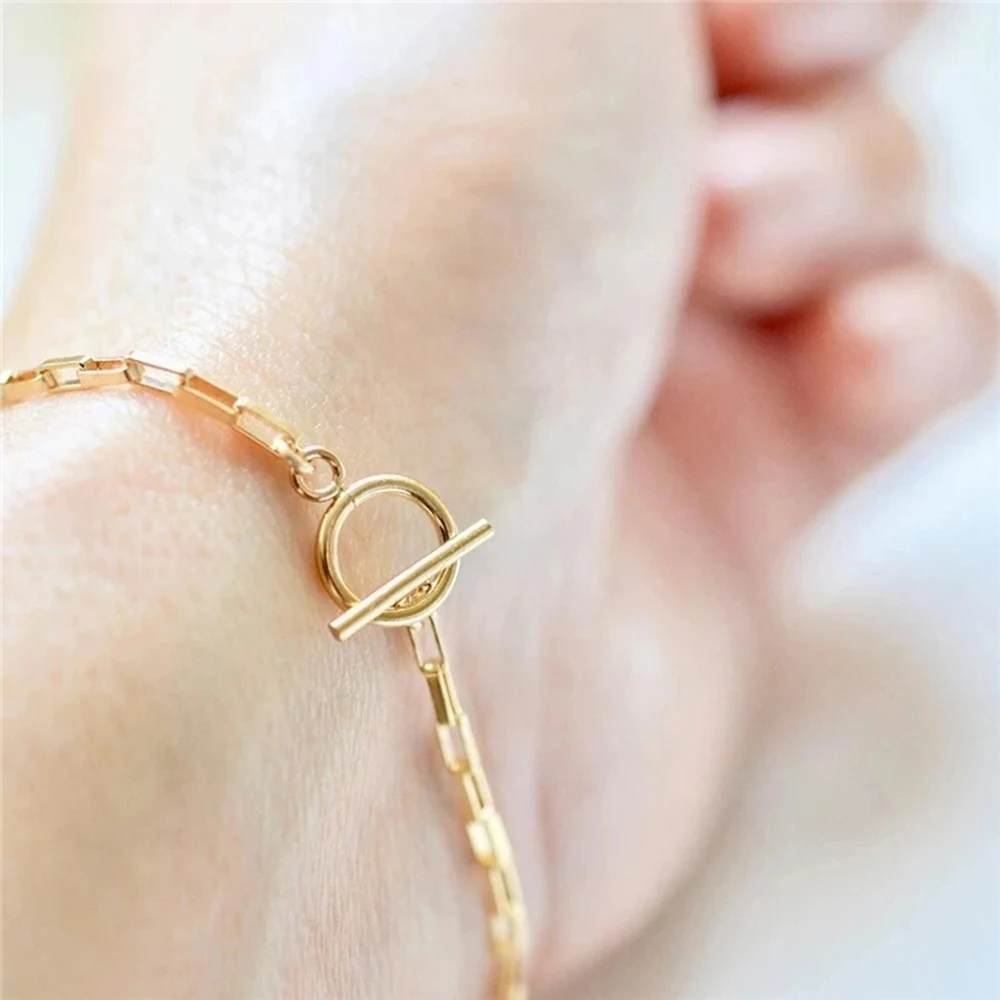Bracelets Gold Women's Hand Bracelets Handmade Water-proof Hypoallergenic Rust-proof Box Chain Bangles Bracelets Woman Jewelry