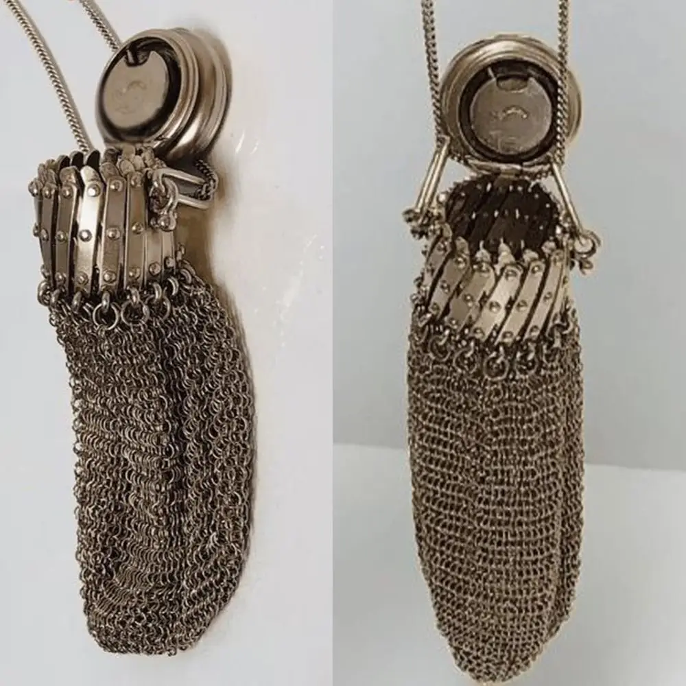 Collection Victorian 1920's English Coin Purse Top Mesh Mini Double Mesh Coin Holder Stainless Steel Retro Mesh Small Pouch
