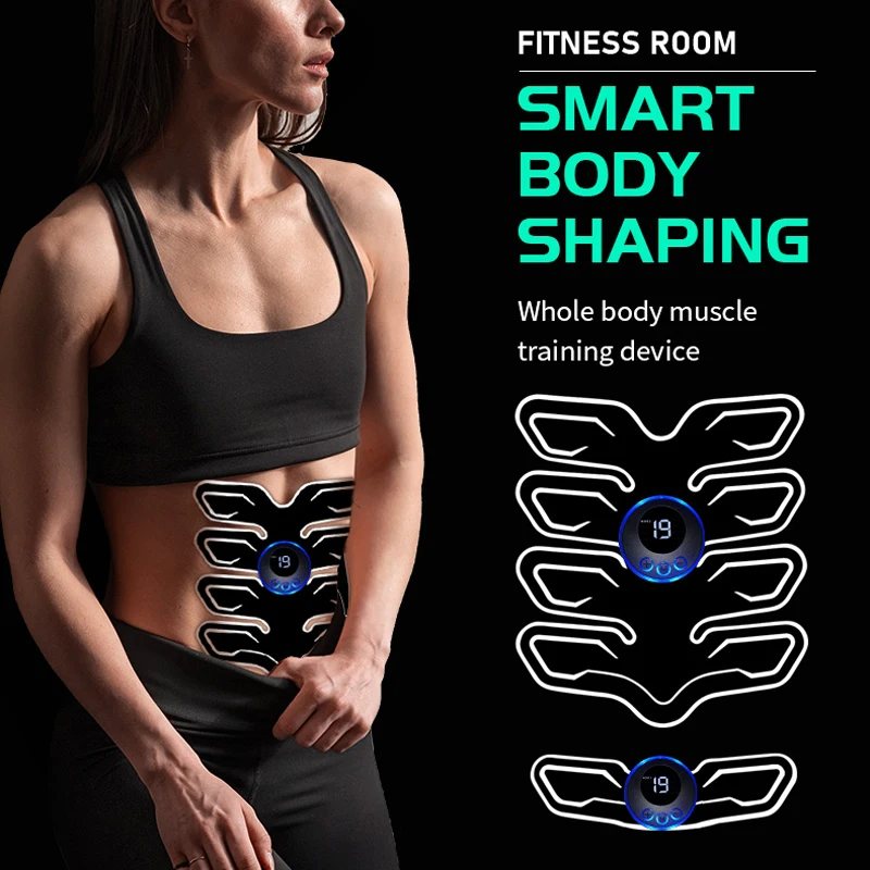 Newest EMS Muscel Stimulator Abdomen Arm Leg Neck Trainer Rechargeable Smart Muscle Fitness Training Portable Workout Equipment