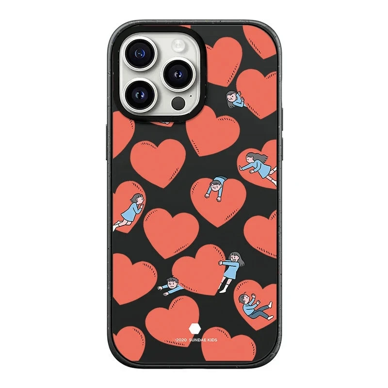 

Red Heart Black Frosted Phone Case Cover for IPhone 13 14 15 Pro Max Case