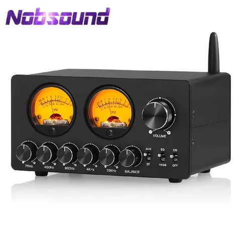 Nobsound eq5 pro mini pré-amplificador eq de 5 bandas estéreo bluetooth equalizador processador de áudio de mesa em casa com medidor vu