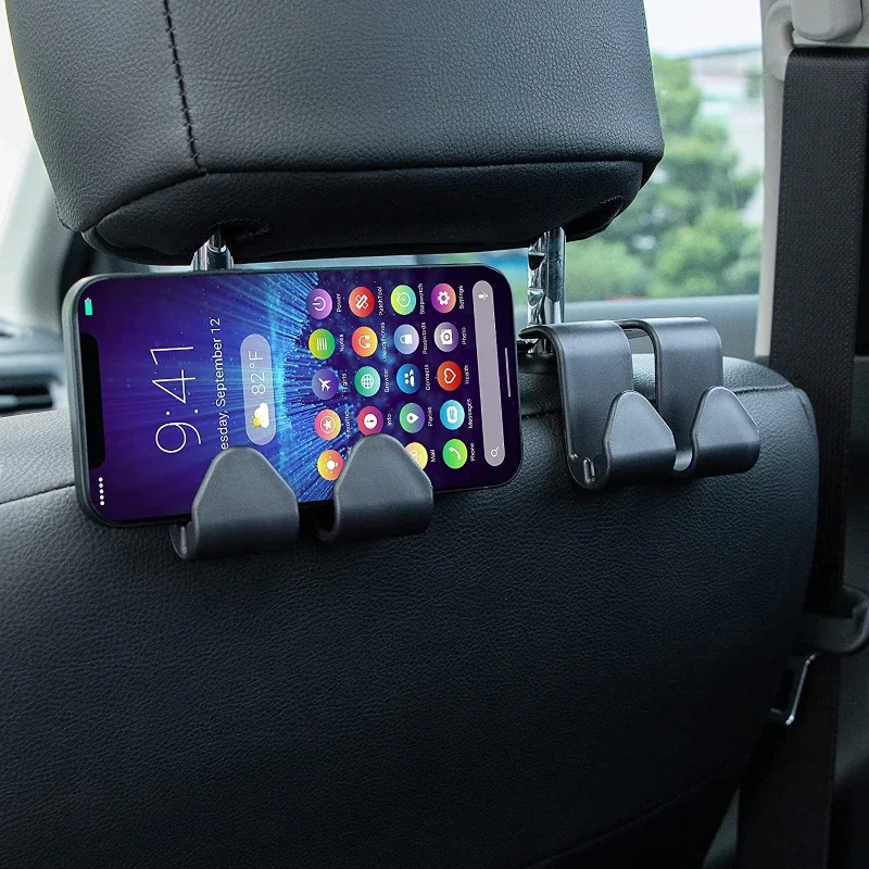 1/2Pcs Double Head Hooks Car Seat Back Headrest Hanger Car Bag Pouch Clothes Hanging Hook Fastener Clip Car Interior Accessories