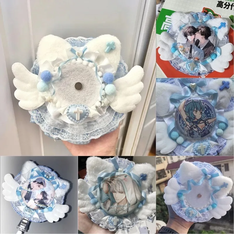 58mm Kawaii Badges Holder Pass Cover Angel's Wings Badge Cover Case Honkai Star Rail Genshin Impact Love and Deepspace