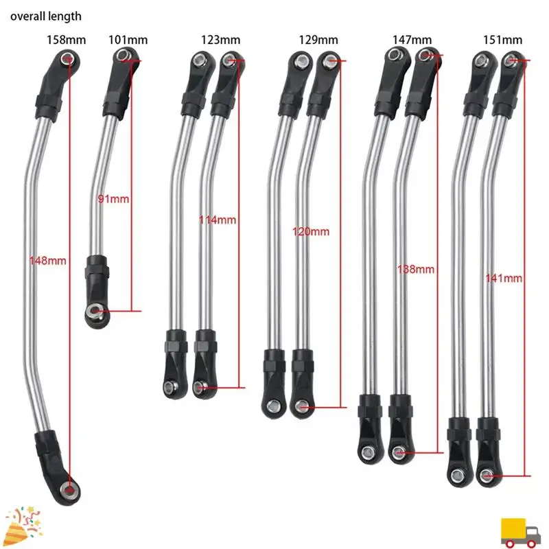 313Mm RC Links Bovenste Onderste Linkage Chassis Link Set Met Plastic Stangkoppen Voor 1/10 AXIALE SCX10 II 90046 RC Crawler Auto