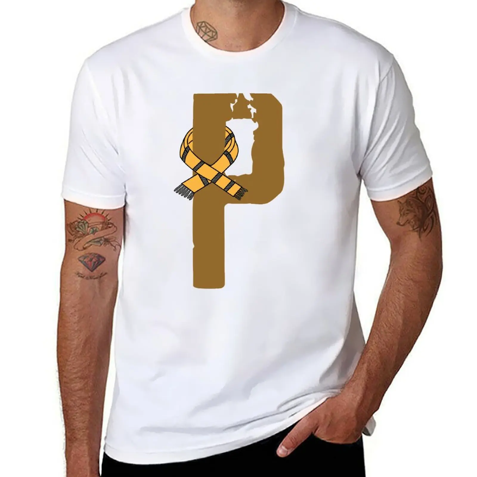 

P Letter Magic School Team Badger T-Shirt man t shirts cotton man t shirts high quality luxury brand T-Shirt