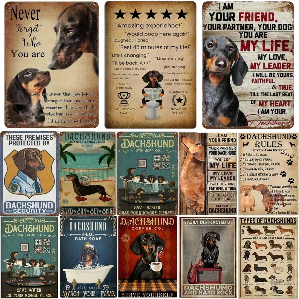 1pcs Vintage Funny Dachshund Dog Doberman Metal Tin Sign Your Butt Napkins My Lord Metal Poster Dachshund Art Metal Plaque