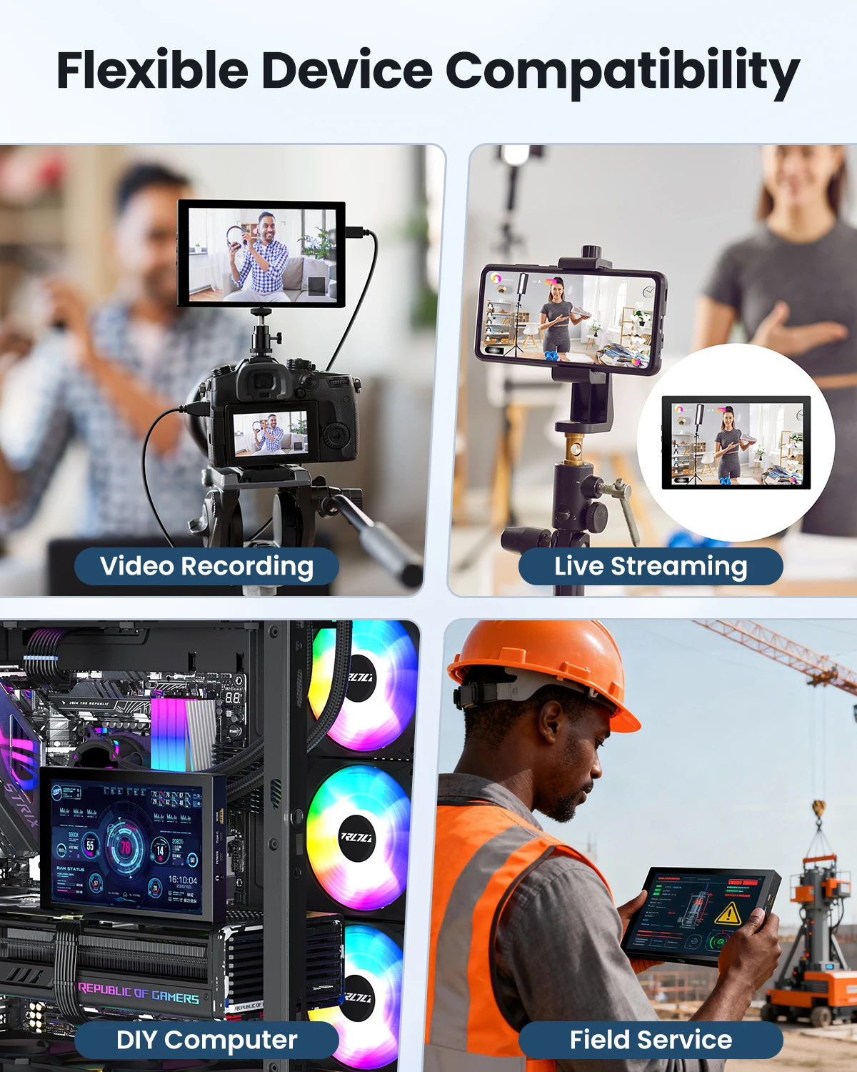 Profissional 7 Inch Camera Studio Monitor IPS 1280x800 DSLR Field Monitor Dual Battery Video Focus Assis LUT Director Monitors