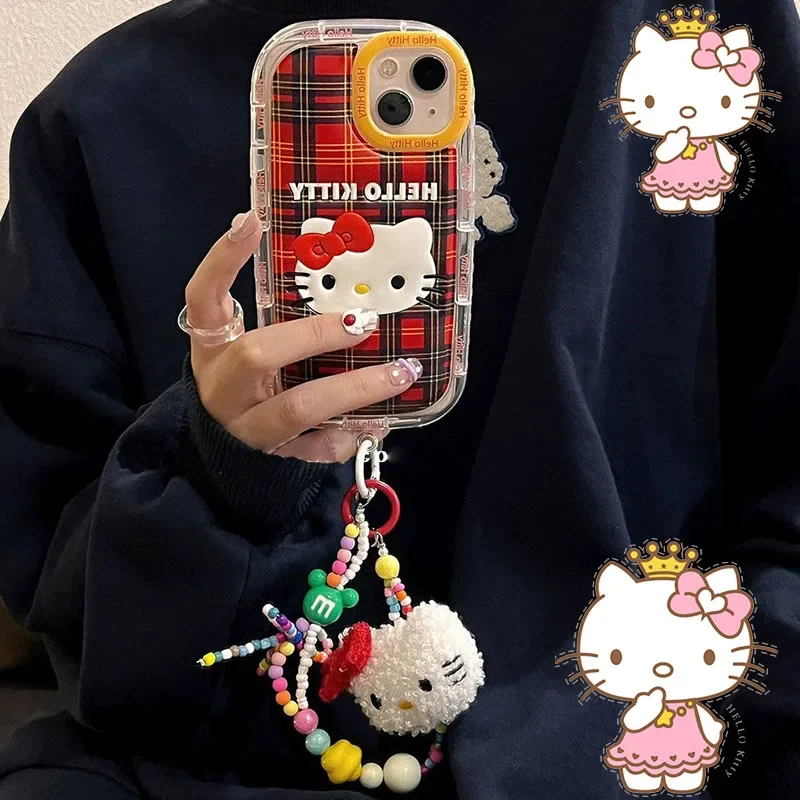 Kawaii KT Cat IPhone 14 15 13Pro Max Phone Case IPhone X XR 12 Inclusive Fall Prevention Cute Hello Kitty  Girl Christmas Gifts