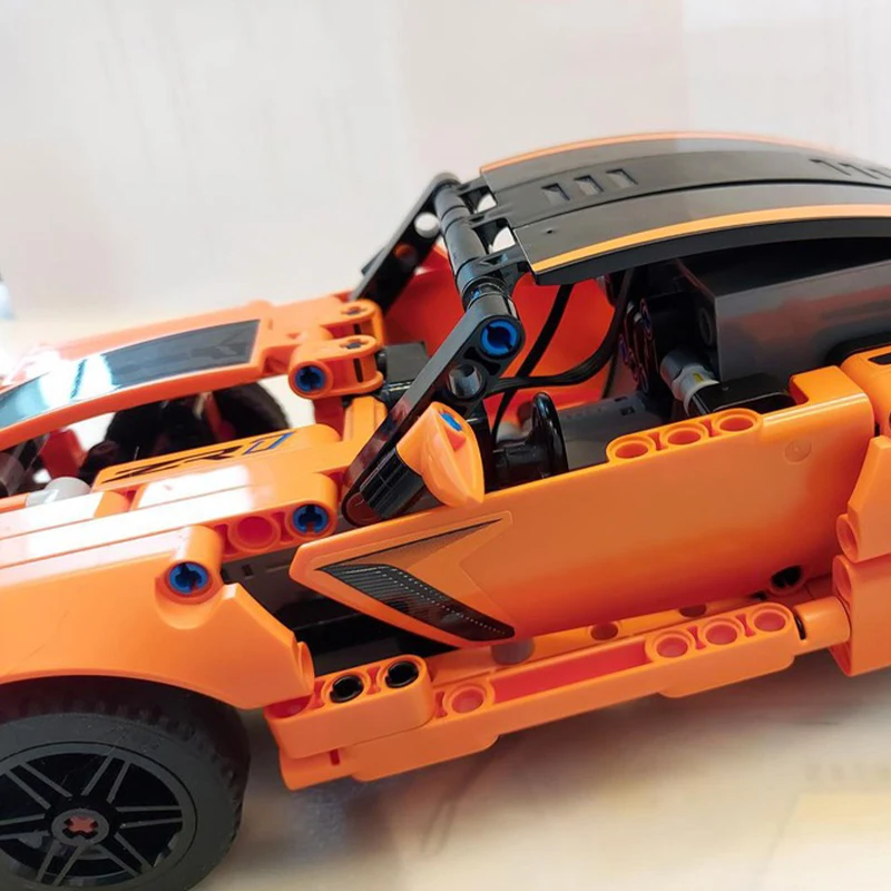 

504 шт. 42093 Chevroleter Corvette ZR1 MOC с дистанционным управлением, подвижными дверями и двигателем V8, образовательные строительные блоки, подарок