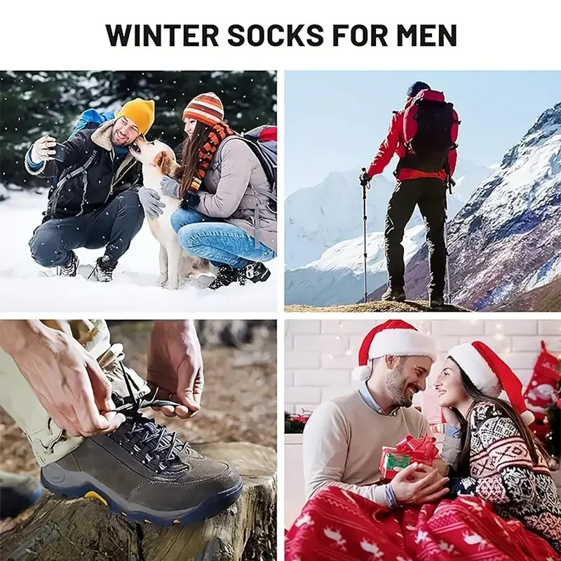 5 Pairs Merino Wool Socks For Men Super Thick Hiking Socks Thermal Comfortable Soft Socks For Cold Weather