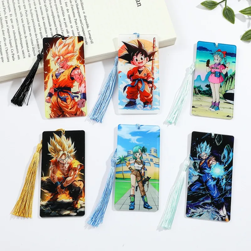 Segnalibro personaggio dei cartoni animati Dragon Ball con nappe, segnalibro Wukong e Super Saiyan per i fan, accessori per la lettura a tema dei cartoni animati.