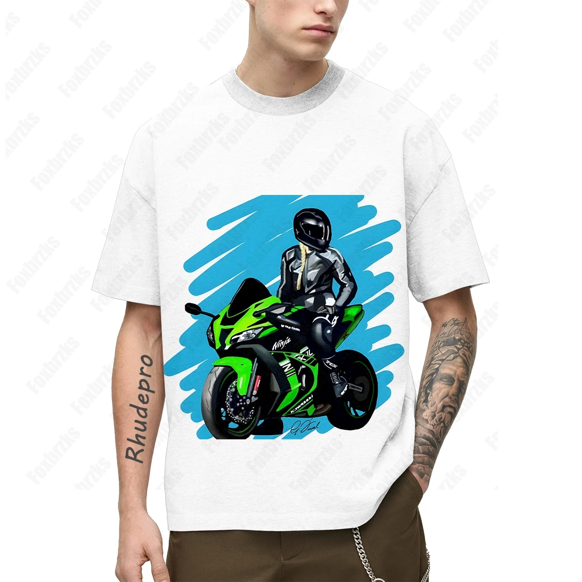 2024 Summer New Kawasakis Motorcycle Heavy Motorcycle Riding T Shirt Men\'s Pure icon Short-sleeved T-shirt