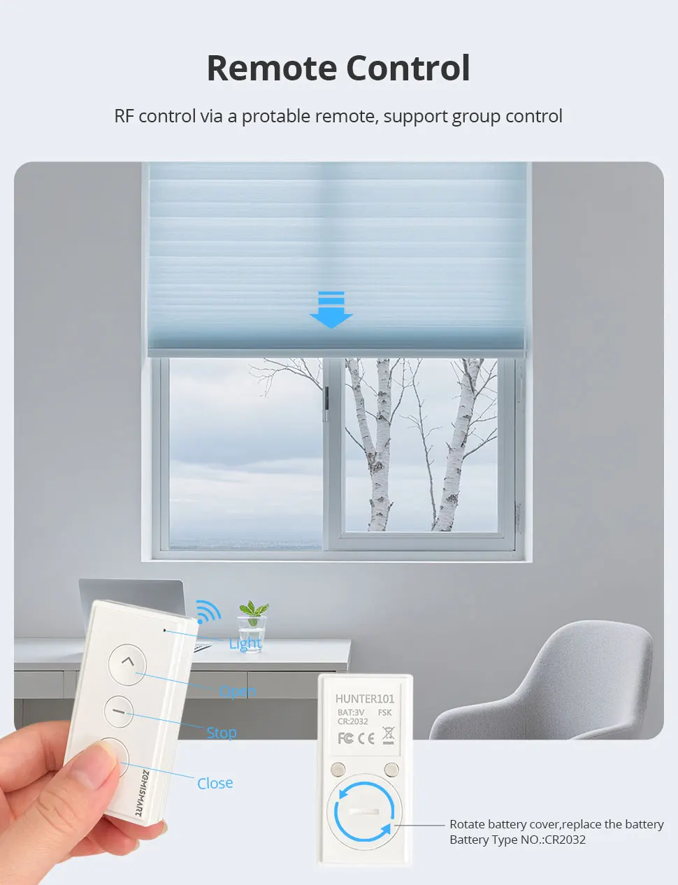 Zemismart Matter Thread Wiederaufladbarer Elektrischer Rolladenmotor für 17 25 28mm Rohre, Unterstützt Homekit Smartthings Google Home – Detail 7
