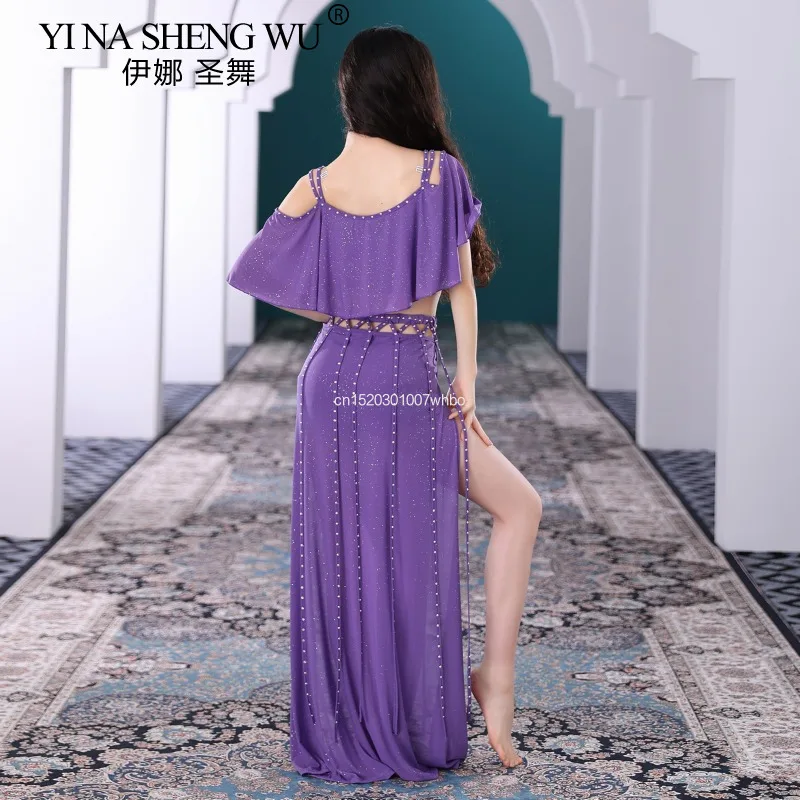 Traje de práctica de danza del vientre danza Oriental danza Oriental falda larga para mujer conjunto Sexy nuevo traje de danza del vientre para principiantes conjunto de 2 uds