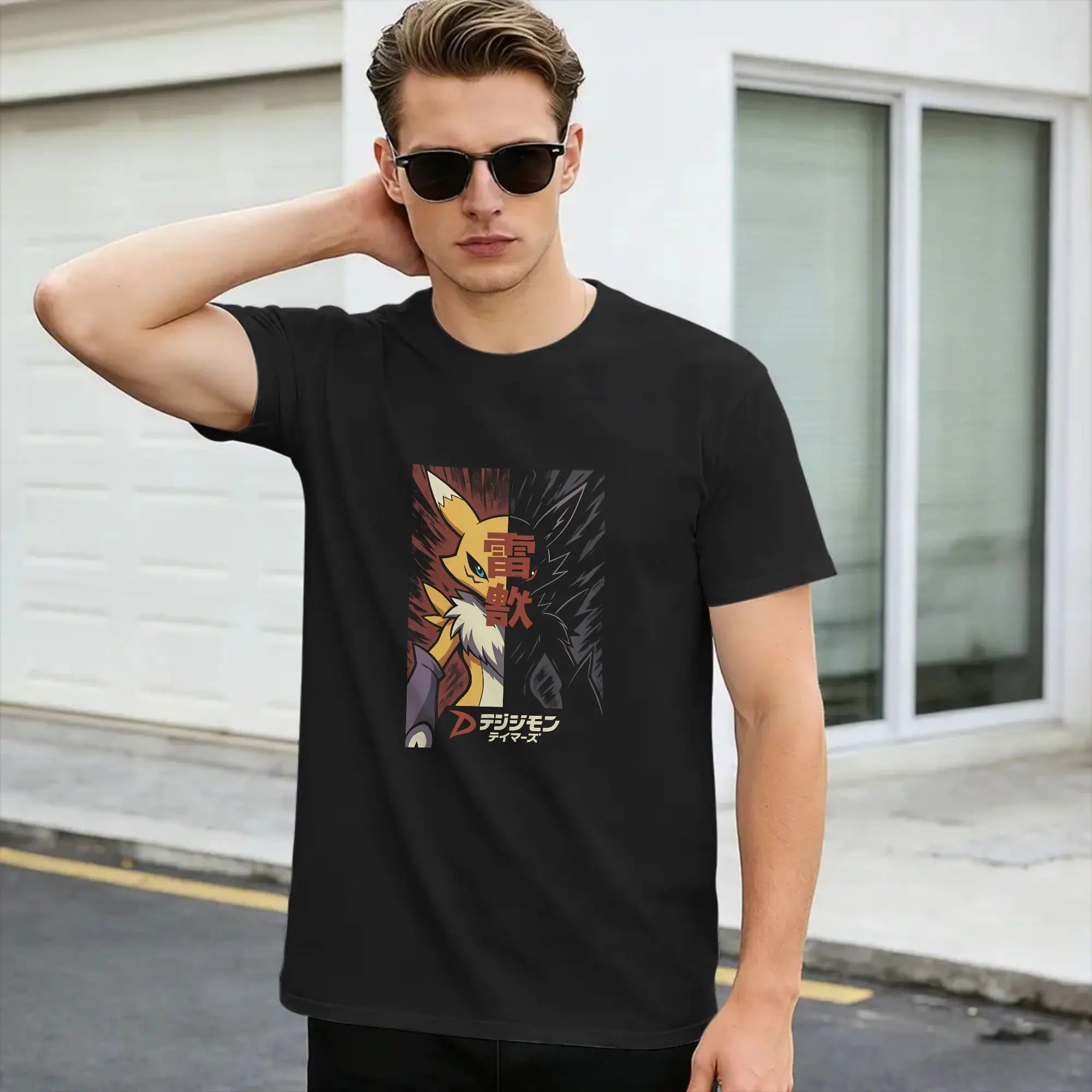 Moiré Renamon Spirit T Shirt Summer  Hippie T-Shirts Cotton O-Neck Plus Size Top Tees Short-Sleeved Classic Tshirt,