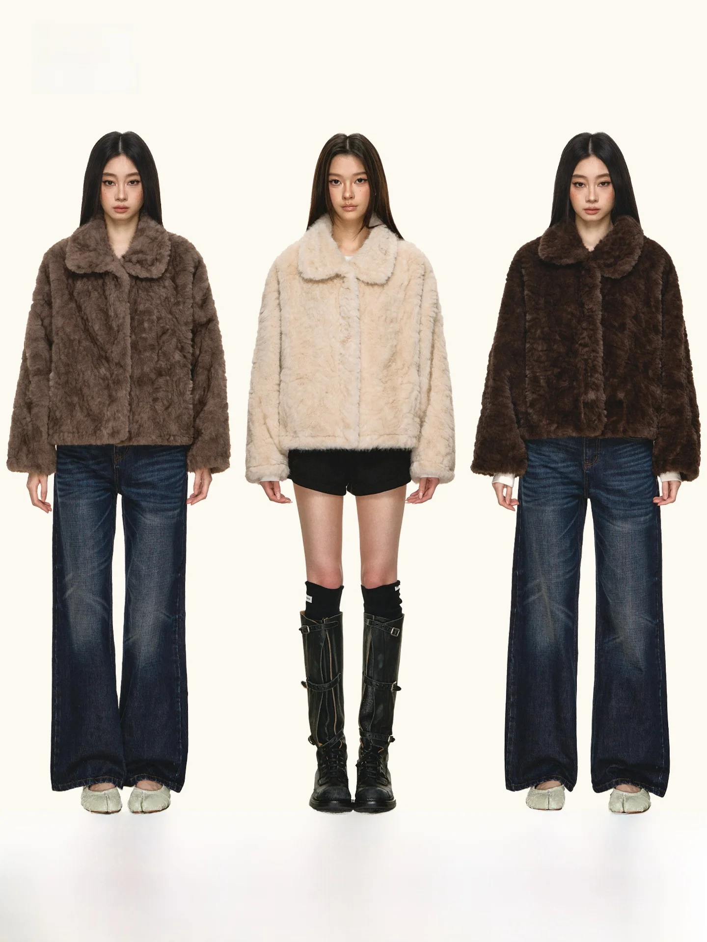 

Anna Aneae Soft Plu Fur Coat Women's Winter Ele Rich Girl Feel eat Look Collar Fur Outerwear Trendy Long Sve ort...