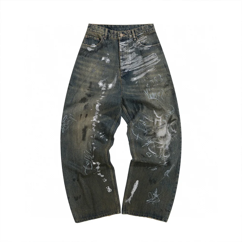 

Синие джинсовые брюки NIGO с граффити Ngvp # nigo6616