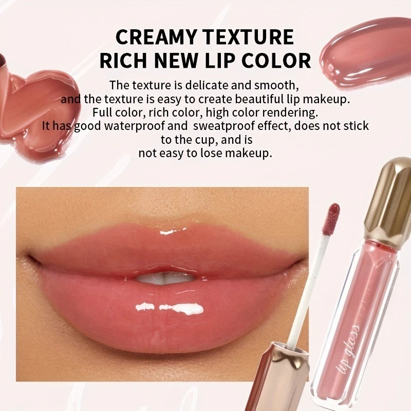 Mirror Pearl Lip Gloss Waterproof Long Lasting Moisturizing Lipstick Shine Glitter Lip Glaze Women Non Stick Cup Lip Tint Makeup